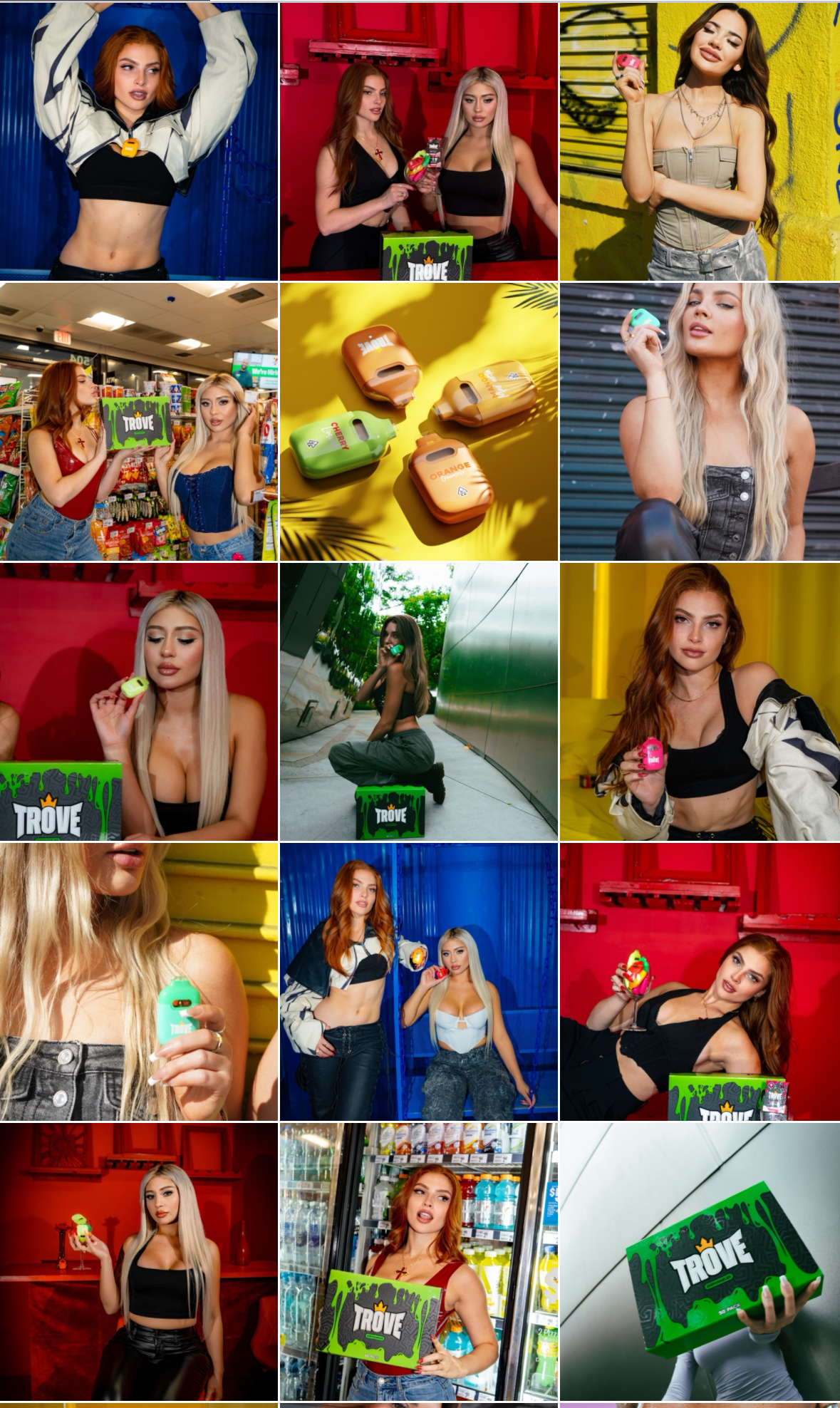 Smoke Trove social media feed preview showing bold lifestyle and product content